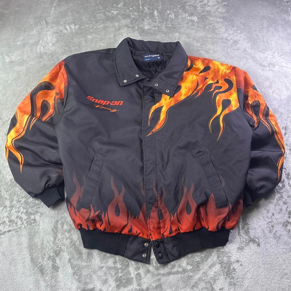 Rare Vintage Snap-on Racing Flame Jacket XL Swingster Made in USA